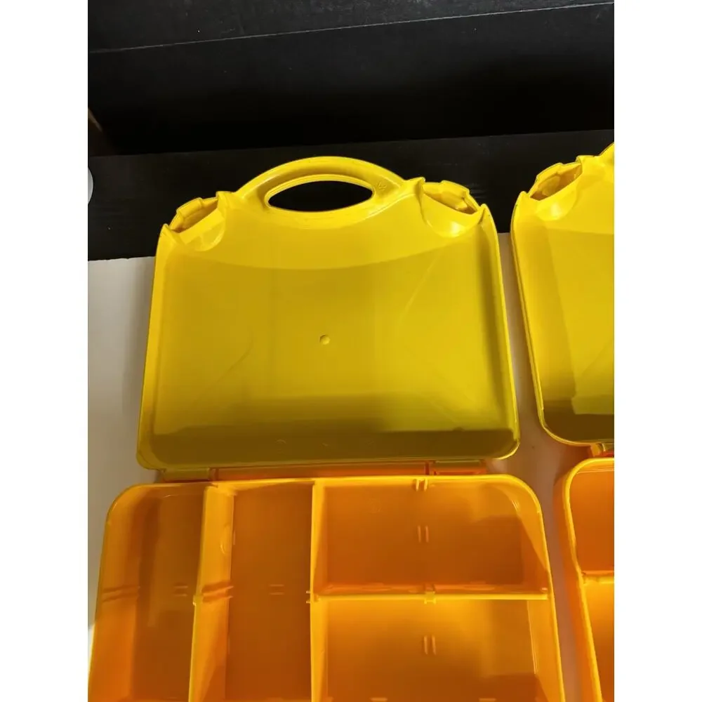 LEGO Set of 2 Storage Carrying Cases Yellow & Orange Adjustable Dividers VG Cond